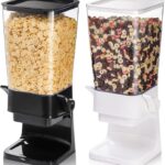 Peohud 2 Pack Cereal Dispenser Countertop, 5.5L Large Capacity Cereal Container Storage, Dry Food Dispenser for Rice, Grain, Nuts, Candies, Oatmeal, Beans, Snacks, Cat Food, Dog Food