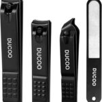 DUCOO Nail Clipper Set, 4 PCS Ultra Sharp Nail Clippers for Men, Women, Adults Toenail Fingernail Clippers, Stainless Steel Nail Cutter & File, Black