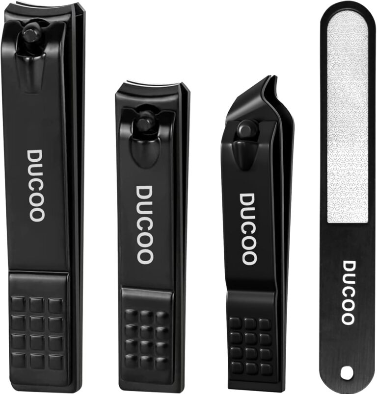 DUCOO Nail Clipper Set, 4 PCS Ultra Sharp Nail Clippers for Men, Women, Adults Toenail Fingernail Clippers, Stainless Steel Nail Cutter & File, Black