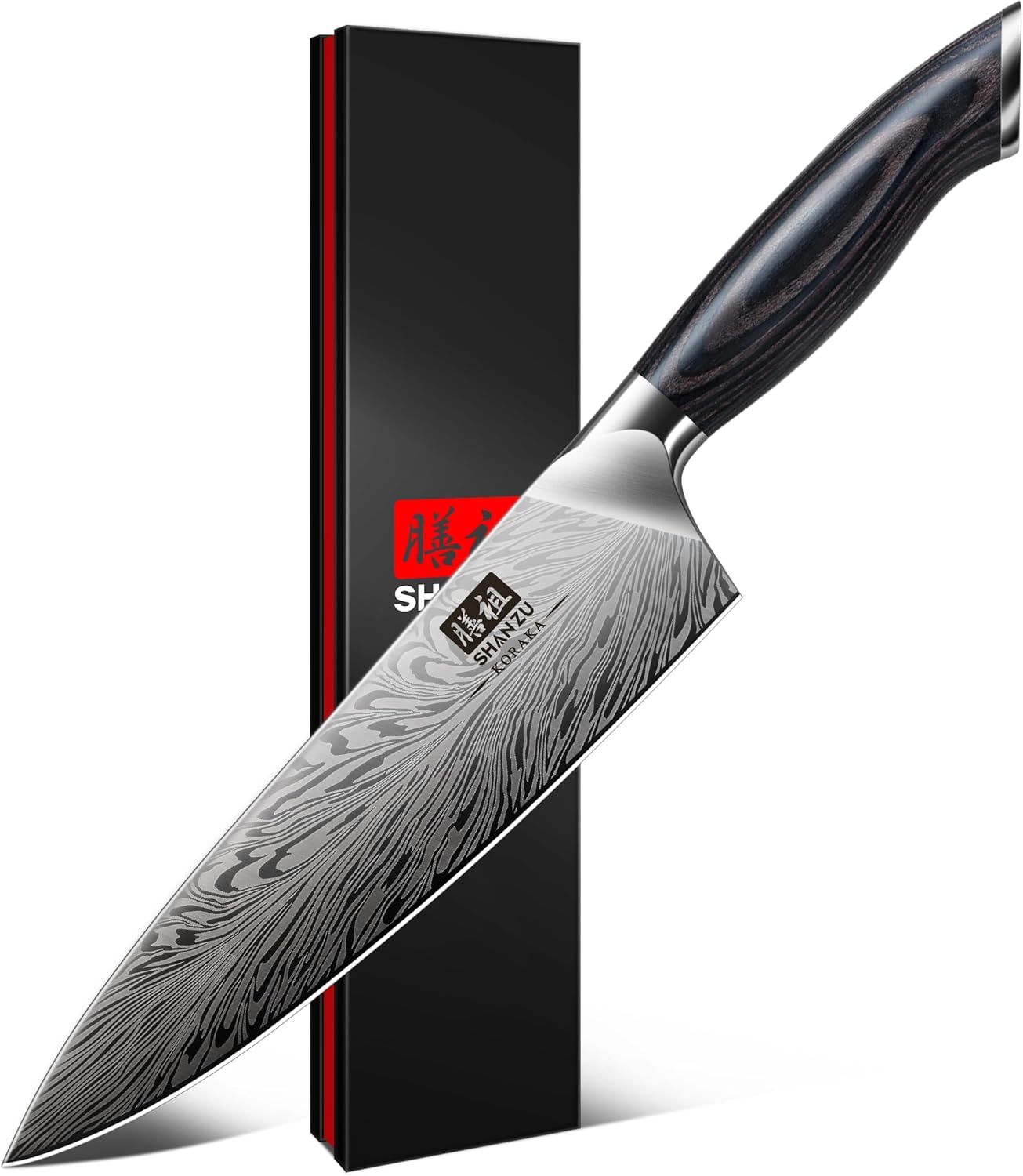 SHAN ZU Chef Knife in Powder Steel, Japanese Kitchen Knife 8 Inch, Ultra Sharp Chef's Knives, High Carbon Japanese Knives with Ergonomic Pakkawood Handle Professional Utility Knives for Meat Vegetable SHAN ZU Chef Knife in Powder Steel, Japanese Kitchen Knife 8 Inch, Ultra Sharp Chef's Knives, High Carbon Japanese Knives with Ergonomic Pakkawood Handle Professional Utility Knives for Meat Vegetable