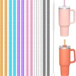 Allwith 12 PCS Replacement Straws for Stanley|Owala|Simple Modern 40oz 30oz Tumbler, Reusable Color Drinking Straws with Cleaning Brush for Stanley Cup AccessorieBPA Free, Dishwasher Safe