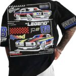 SOLY HUX Men's Graphic Tees Letter Car Print Short Sleeve T Shirt Streetwear Summer Tops