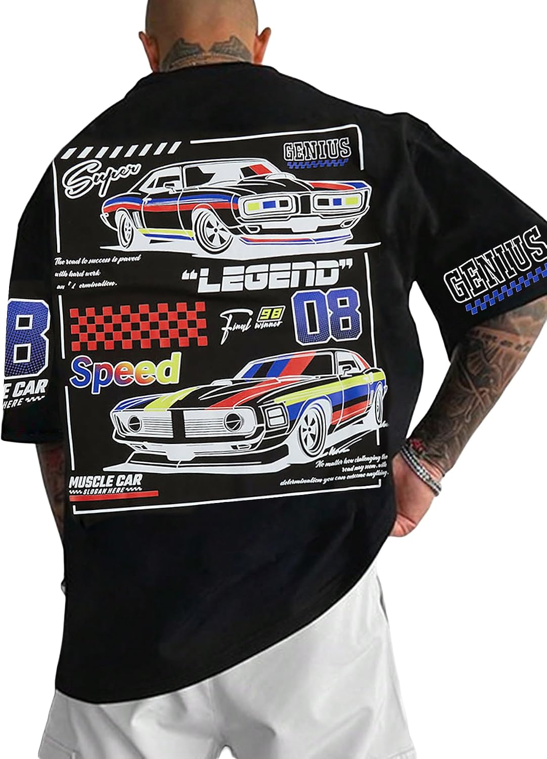 SOLY HUX Men's Graphic Tees Letter Car Print Short Sleeve T Shirt Streetwear Summer Tops SOLY HUX Men's Graphic Tees Letter Car Print Short Sleeve T Shirt Streetwear Summer Tops
