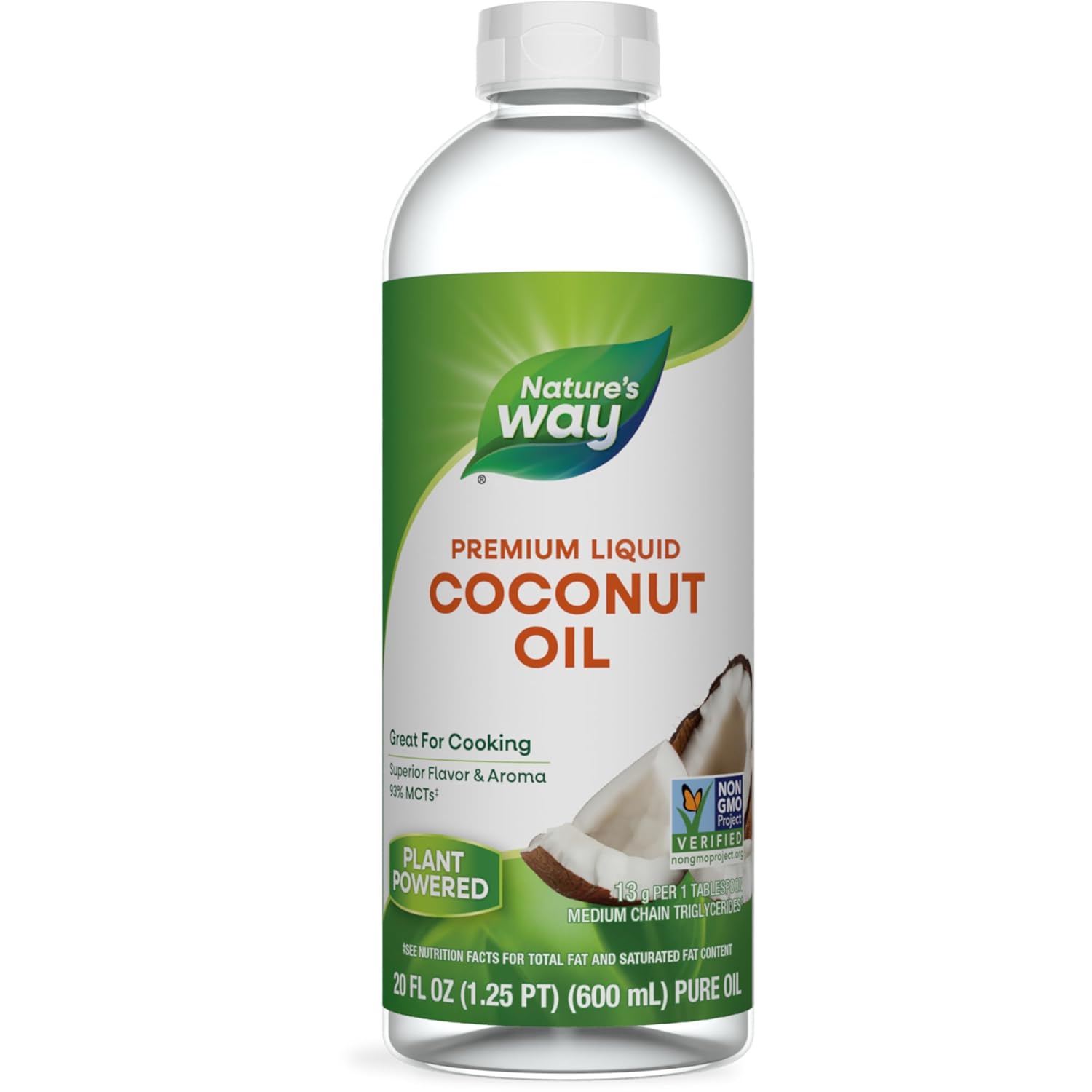 Nature's Way Liquid Coconut Oil, Oil for Cooking, Superior Flavor and Aroma, Hexane Free, Stays Liquid, Non-GMO Project Verified, 20 Fl Oz (Packaging May Vary) Nature's Way Liquid Coconut Oil, Oil for Cooking, Superior Flavor and Aroma, Hexane Free, Stays Liquid, Non-GMO Project Verified, 20 Fl Oz (Packaging May Vary)
