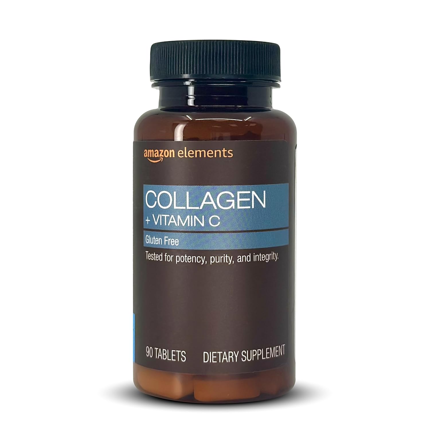 Amazon Elements Collagen Peptides + Vitamin C, 2500mg Collagen Peptides, Gluten Free, 90 Tablets, 1 Month Supply Amazon Elements Collagen Peptides + Vitamin C, 2500mg Collagen Peptides, Gluten Free, 90 Tablets, 1 Month Supply