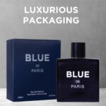 NovoGlow Blue De Paris For Men – 3.4 Fl. Oz. (100ml) Men’s Perfume – Refreshing Woody, Floral & Fruity Fragrance – Long-Lasting Masculine Scent, Ideal Gift for Any Occasion