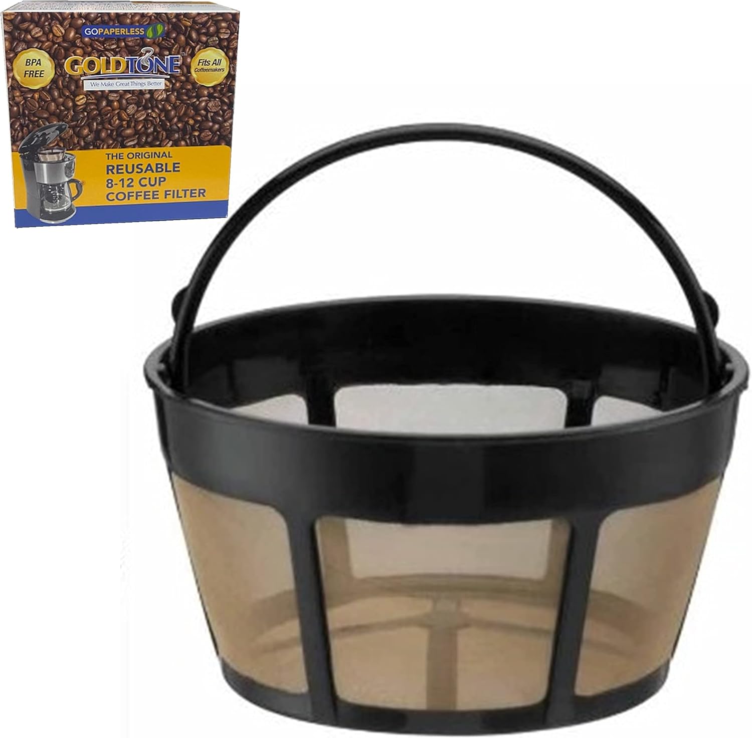 GOLDTONE Reusable 8-12 Cup Basket Coffee Filter fits Hamilton Beach Coffee Makers and Brewers. Replaces your Hamilton Beach Reusable Coffee Filter - BPA Free GOLDTONE Reusable 8-12 Cup Basket Coffee Filter fits Hamilton Beach Coffee Makers and Brewers. Replaces your Hamilton Beach Reusable Coffee Filter - BPA Free