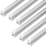 Barrina LED Shop Lights 4FT, 40W 5500LM 5000K Daylight White, T8 LED Garage Lights, V Shape, Clear Cover, High Output Tube, Linkable 4 Foot LED Strip Light for Workshop, Warehouse with Plug, 6 Packs