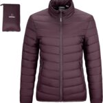 Outdoor Ventures Women's Packable Full-Zip Short Puffer Jacket Insulated Quilted Warm Lightweight Winter Coat