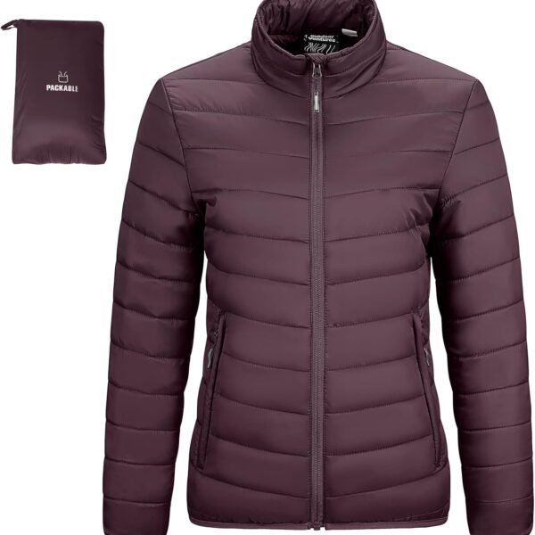 Outdoor Ventures Women's Packable Full-Zip Short Puffer Jacket Insulated Quilted Warm Lightweight Winter Coat