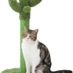Made4Pets Cat Scratching Post, 25.6" Cactus Cat Scratcher Kitten Scratch Post with Sisal Rope for Indoor Cats Claw Scratcher, Vertical Green Cat Tree with Dangling Ball for Kitties Medium