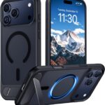 Designed for iPhone 17 Pro Max Case, [Built-in Invisible Kickstand][Compatible with MagSafe][Military Grade Shockproof] Slim Translucent Matte Phone Case for iPhone 17 Pro Max 6.9 inch (Black)