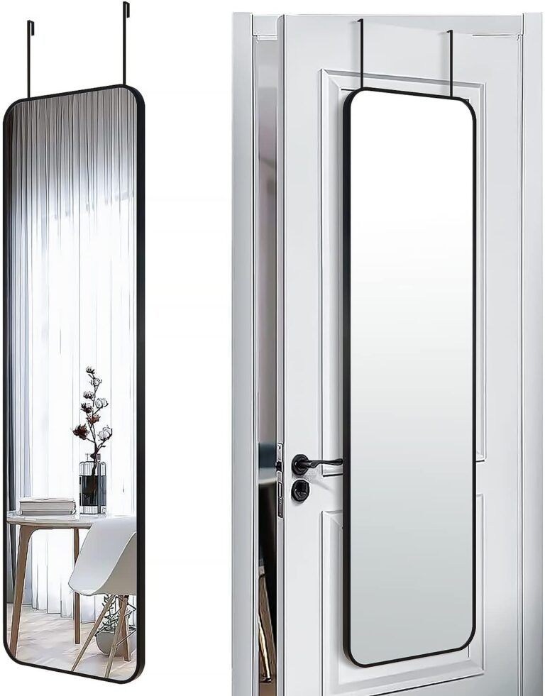 SCWF-GZ 47x14 Mirror Rectangle Full Body Length Door Hanging Wall Mounted Metal Aluminum Alloy Frame Dressing Make-up Mirrors for Entryway Bedroom Bathroom Living Room 47 14 inch Black