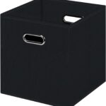 Black Foldable Storage Cubes Bins , Fabric Storage Box Cubes Organizer Baskets with Dual Handles for Home Organizer (Black)