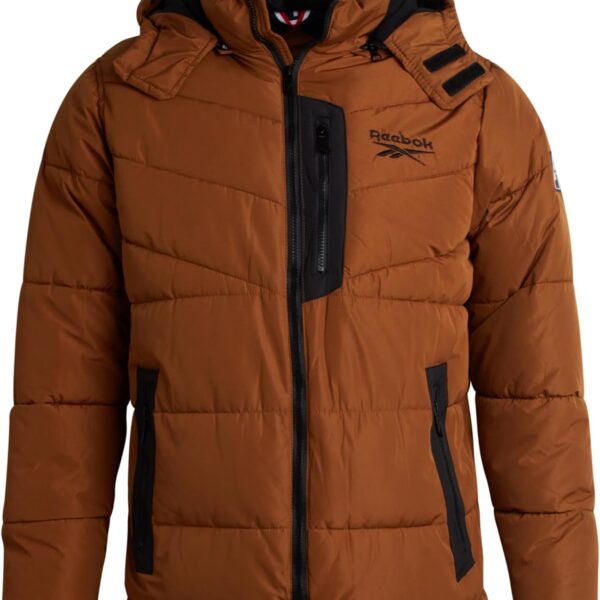 Reebok Mens Winter Jacket - Thick Heavyweight Ski Winter Coat - Warm Insulated Quilted Hooded Puffer Coat for Men