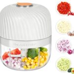 Electric Garlic Chopper 250ML, Mini USB Rechargeable Veggie Chopper, Cordless Garlic Mincer Onion Chopper Food Chopper for Ginger Chili Meat Sauce, Wireless Food Processor, White