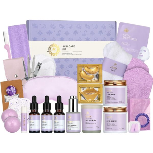 Gifts for Women, 30Pcs Lavender Skin Care Gift Set for Women, Bath & Body Gifts Basket Set, Home Spa Self Care Gift, Essential Oil, Anniversary, Face Serum, Pampering Gift, Birthday, Christmas, Wife