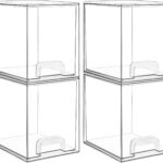 Vtopmart 7.6" H Clear Stackable Storage Drawers, 4 Pack Plastic Organizers Bins for Skincare, Cosmetics,Beauty Supplies,Ideal for Vanity, Bathroom,Kitchen Countertop,Cabinet Organization
