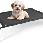 Simple Deluxe Cooling Elevated Dog Bed, Raised Portable Dog Cots Beds No-Slip Feet Durable Portable Indoor & Outdoor Pet Hammock Bed, 42x25.5x8 Inch, Black