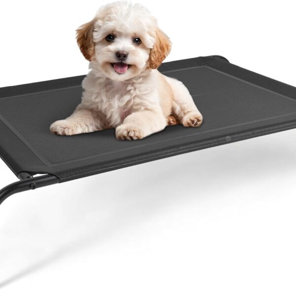 Simple Deluxe Cooling Elevated Dog Bed, Raised Portable Dog Cots Beds No-Slip Feet Durable Portable Indoor & Outdoor Pet Hammock Bed, 42x25.5x8 Inch, Black