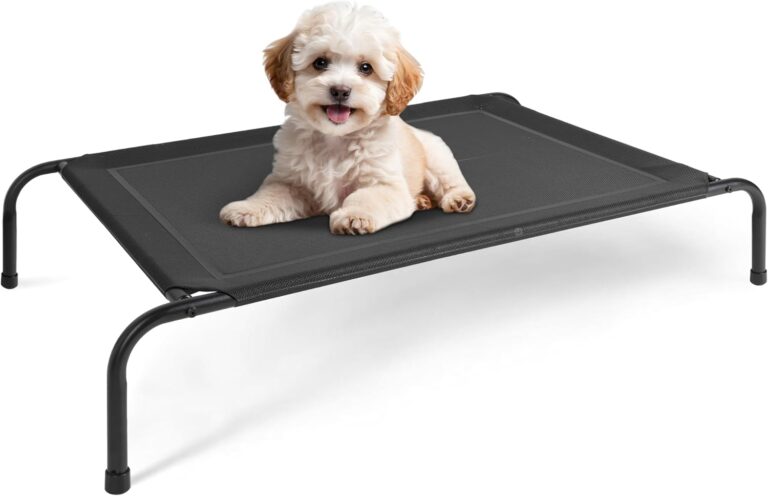 Simple Deluxe Cooling Elevated Dog Bed, Raised Portable Dog Cots Beds No-Slip Feet Durable Portable Indoor & Outdoor Pet Hammock Bed, 42x25.5x8 Inch, Black