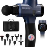 LifePro Sonic Pro Handheld Electric Massage Gun  Deep Tissue Percussion Massager Gun with 10 Speeds & 9 Heads  Muscle Massager for Athletes Back, Legs, Arms
