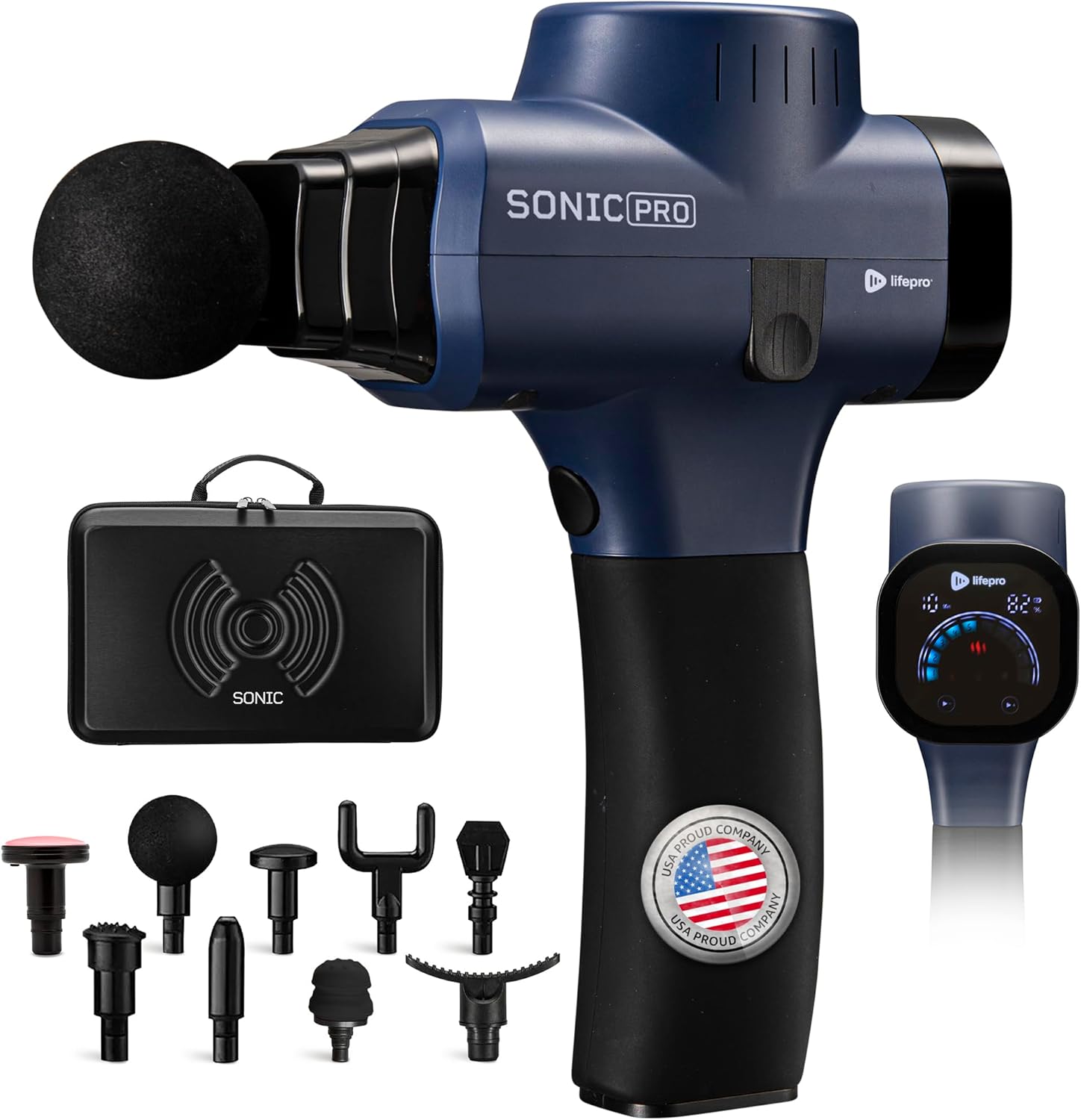 LifePro Sonic Pro Handheld Electric Massage Gun Deep Tissue Percussion Massager Gun with 10 Speeds & 9 Heads Muscle Massager for Athletes Back, Legs, Arms LifePro Sonic Pro Handheld Electric Massage Gun Deep Tissue Percussion Massager Gun with 10 Speeds & 9 Heads Muscle Massager for Athletes Back, Legs, Arms