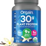Orgain Organic 30g Vegan Plant Protein Powder, Vanilla, 9g EAAs + BCAAs, High Plant Protein, 4g Prebiotic + Fiber, 1g Sugar, Pre-Workout, Muscle Support + Recovery - 2.01lb (Packaging May Vary)