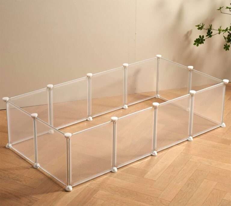 LURIVA Transparent Clear Small Animal Playpen, Guinea Pig Cages, Puppy Dog Playpen, Pet Playpen, Rabbit Bunny Indoor Fence Pen Enclosure, White Clear Plastic Playpen,12X12 Inch, 12Panels