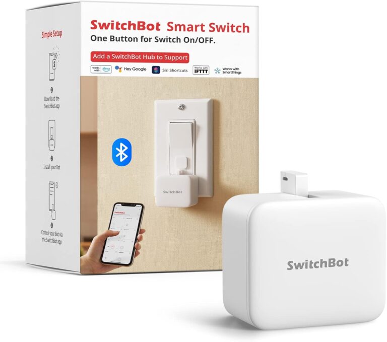 Switchbot Smart Switch Button Pusher (Bluetooth)  Fingerbot for Rocker Switch/One-Way Buttons, App Timer Control, No Wiring, Optional Hub Required for Voice/Remote, White