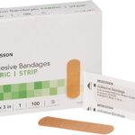 McKesson Adhesive Bandages, Sterile, Fabric Strip, 1 in x 3 in, 100 Count, 1 Pack