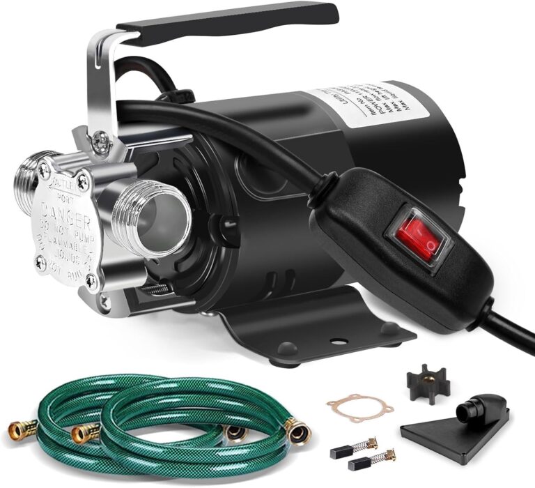 Water Transfer Pump, 115V 1/10HP Electric Utility Pump with On/Off Switch 2 * 6 ft Water Hoses Kit for Removing Water from Garden Pools Aquariums Hot Tub Draining 1/8 Low Suction for Rain Barrel