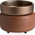 Candle Warmers ETC 2-in-1 Candle and Fragrance Warmer for Warming Scented Candles or Wax Melts and Tarts with to Freshen Room, Pewter Walnut