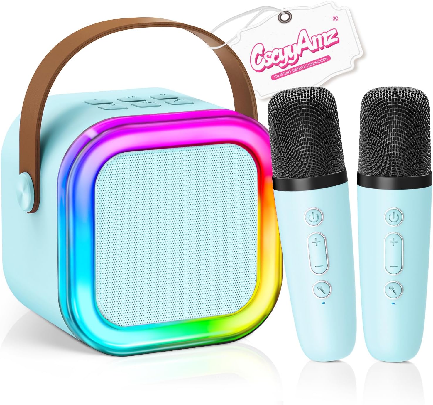 CscyyAmz Mini Karaoke Machine for Kids Girls Boys - Birthday Gifts for Ages 4 5 6 7 8+ Year Old - Portable Bluetooth Speaker with 2 Wireless Microphone - Kids' Instrument Accessories - Blue CscyyAmz Mini Karaoke Machine for Kids Girls Boys - Birthday Gifts for Ages 4 5 6 7 8+ Year Old - Portable Bluetooth Speaker with 2 Wireless Microphone - Kids' Instrument Accessories - Blue