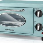 Elite Gourmet by Maximatic Americana Collection ETO147M Diner 50s Retro Countertop Toaster oven, Bake, Toast, Fits 8 Pizza, Temperature Control & Adjustable 60-Minute Timer 1000W, 2 Slice, Mint