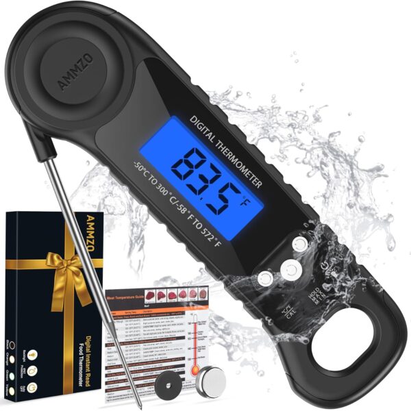 AMMZO Meat Thermometer Digital, Instant Read Food Thermometer for Cooking, Grilling, Baking, Frying & Candy Making, Essentials Kitchen Gadgets Accessory, Gifts for Men Women Dad Mom Birthday