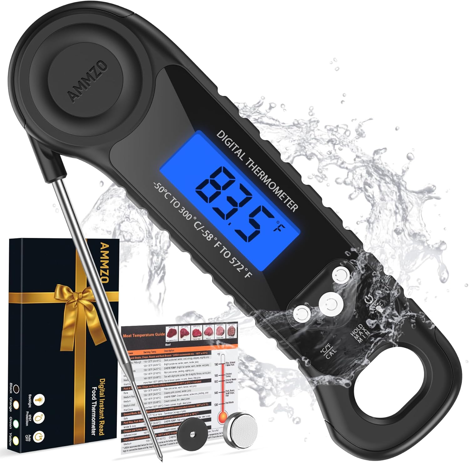 AMMZO Meat Thermometer Digital, Instant Read Food Thermometer for Cooking, Grilling, Baking, Frying & Candy Making, Essentials Kitchen Gadgets Accessory, Gifts for Men Women Dad Mom Birthday AMMZO Meat Thermometer Digital, Instant Read Food Thermometer for Cooking, Grilling, Baking, Frying & Candy Making, Essentials Kitchen Gadgets Accessory, Gifts for Men Women Dad Mom Birthday