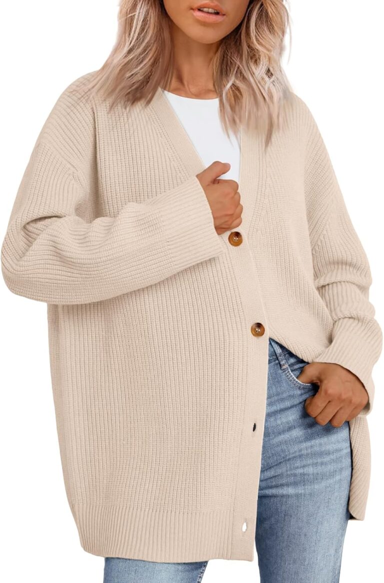 LILLUSORY Women Oversized Cardigan Sweater 2025 Fall Outfits Cloth Fashion V Neck Knit Button Front Casual Trendy Tops