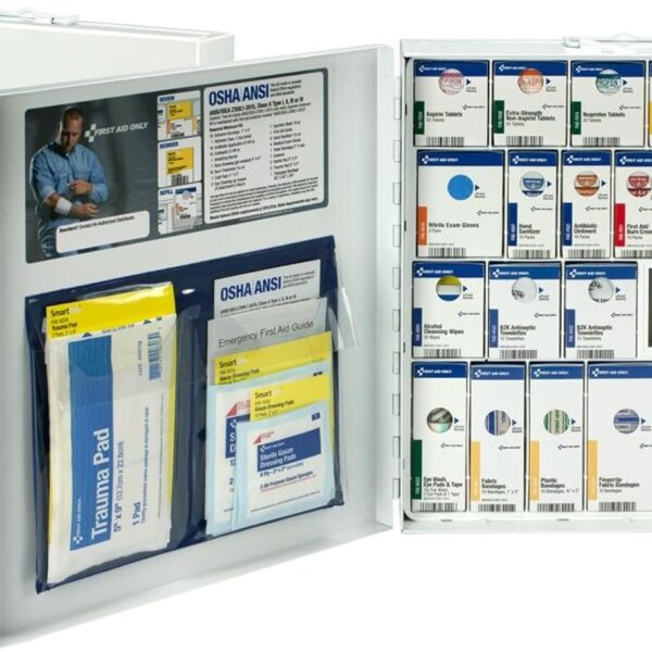 First Aid Only 746000 SmartCompliance 50-Person ANSI A+ and OSHA Compliant First Aid Kit for Business, Large Metal First Aid Cabinet with Medications, 241 Pieces