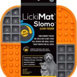 LickiMat Slomo, Dog Slow Feeders Lick Mat, Boredom Anxiety Reducer; Perfect for Food, Treats, Yogurt, or Peanut Butter. Fun Alternative to a Slow Feed Dog Bowl, Orange