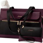 LOVEVOOK Laptop Bag for Women 15.6 Inch Tote Work Professional Leather Computer Briefcase Waterproof Handbag Shoulder Large Capacity Business Teacher Office Crossbody Purse