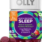 OLLY Muscle Recovery Sleep Gummies, Sleep and Healthy Muscle Support,* 3mg Melatonin, Tart Cherry Extract, Vitamin D, Berry Rested Flavor, 20 Day Supply - 40 Count