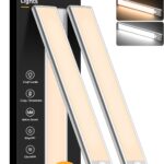 Gritin 10.2inch Under Cabinet Lighting Rechargeable 2 Pack- 3 Color Temps&5 Level Brightness, Super Bright, 4 Modes, Motion Sensor, Long Lasting - Easy Installation Magnetic Under Closet Lights