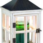 Candle Warmers Etc. White Wooden Farmhouse Lantern  for Top-Down Warming & Flame-Free Fragrance