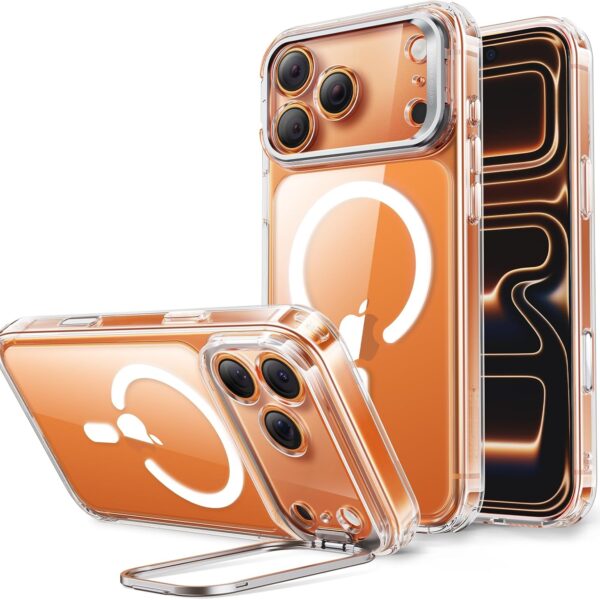 ESR for iPhone 17 Pro Max Case with Stash Stand, Compatible with MagSafe, Military-Grade Drop Protection for iPhone 17 Pro Max Phone Case, Scratch-Resistant Back Cover, Clear