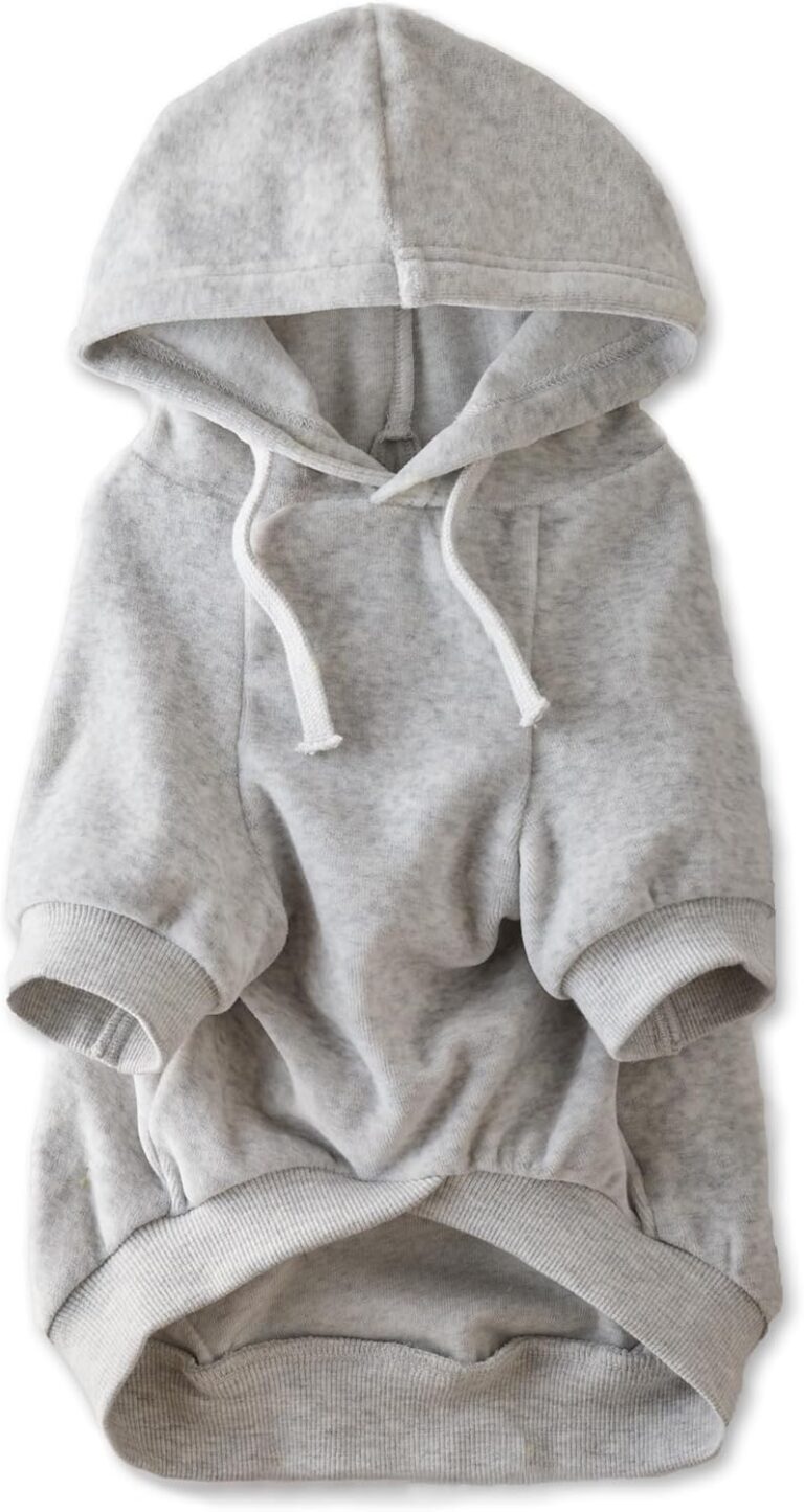 Pet Passion Cooper II Organic Cotton Velour Dog Hoodie Pet Coat for Small, Medium and Large Dogs, Light Heather Gray, Small