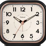 Tinload 4.3" Vintage Retro Analog Alarm Clock, Super Silent Non Ticking Clock with Manual Light, Snooze, Battery Operated, Simply Design, for Living Room, Bedroom, Bedside, Desk(Black)