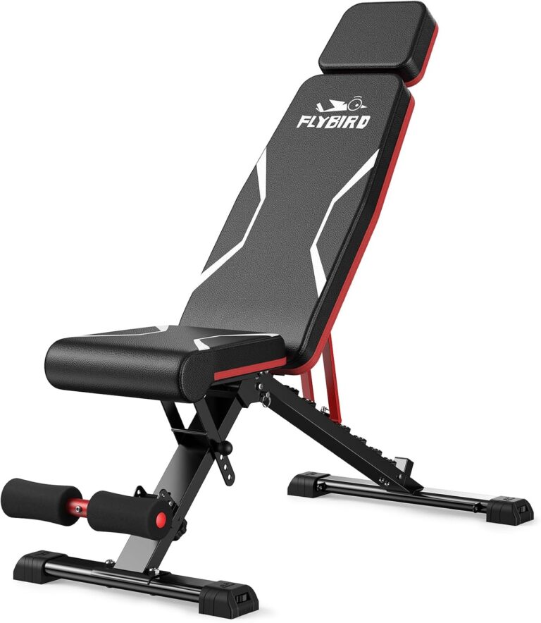FLYBIRD WB3 Weight Bench up to 6'5", 750LBS Capacity Adjustable Weight Bench for Workout, 27LBS Sturdy Foldable Bench Press for Home Gym, 5X Stable Lifting Bench Incline Decline Flat Dumbbell Exercise