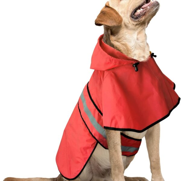 Waterproof Dog Raincoats - Hooded Raincoats for Dogs, Adjustable Reflective Dog Rain Coat, Windproof Dog Rain Jacket Pet Rain Slicker Poncho for Small, Medium, Large Dogs (Red, Large)
