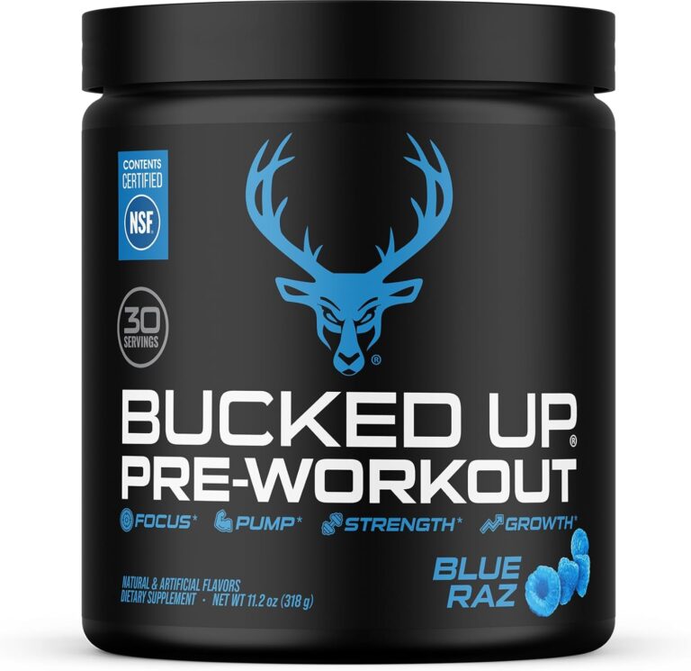 Bucked Up Pre Workout 6 Grams Citrulline, 2 Grams Beta Alanine, and 3 Other Registered trademarked Ingredients (Blue Raz)